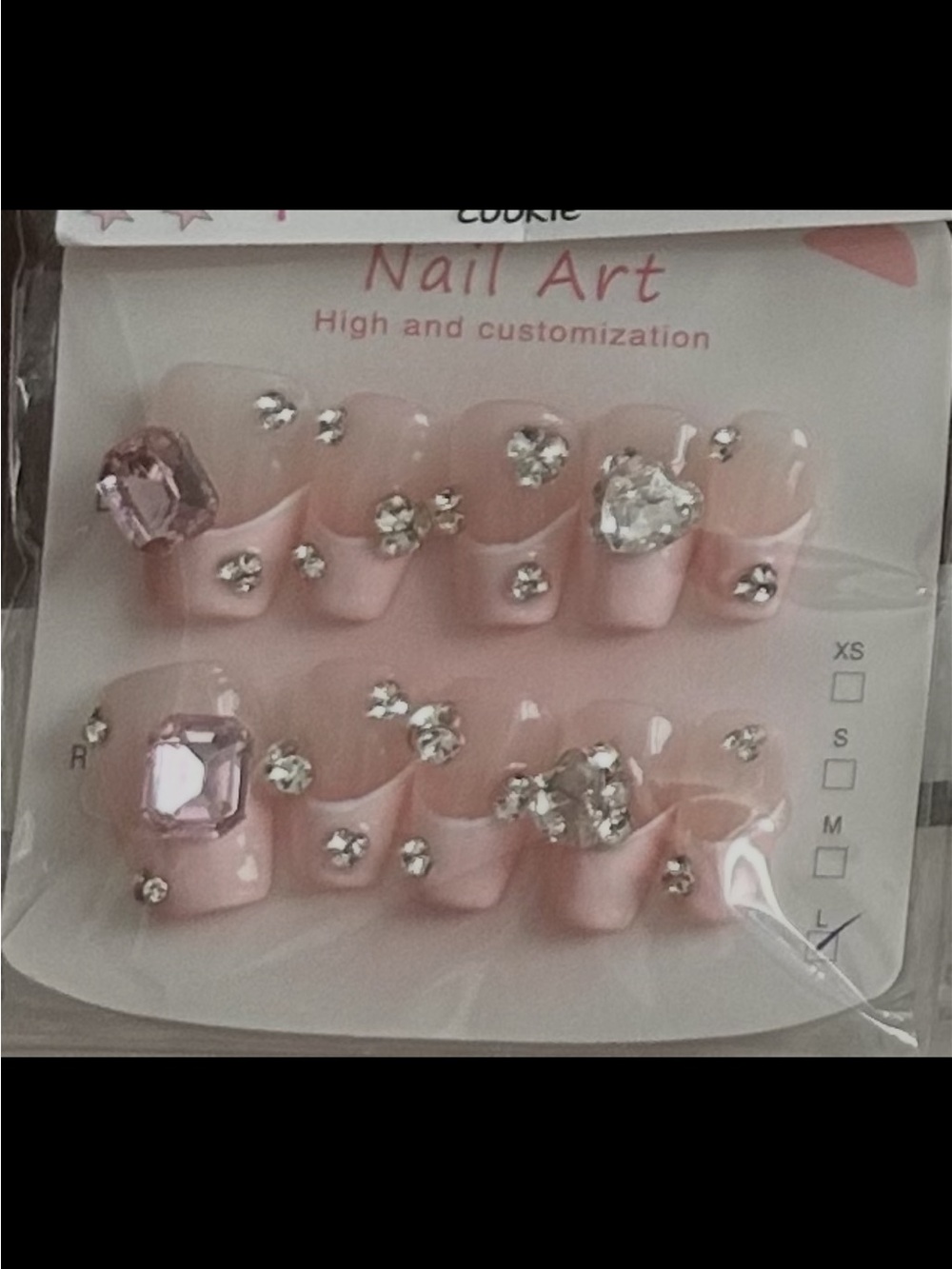 Pink Rhinestone 3D Press-On Toe Nails